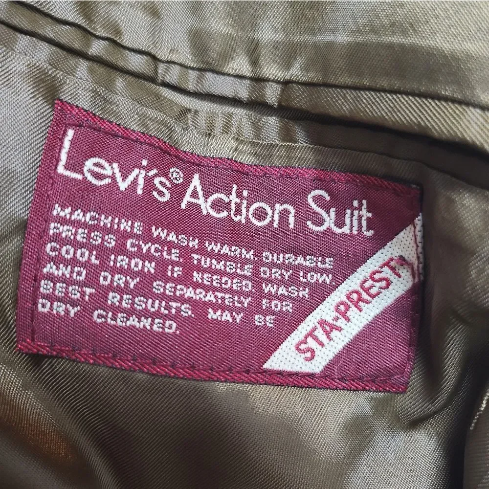 Vintage Levi's Action Suit Classic Blazer Brown Tan Size 46R NWT
